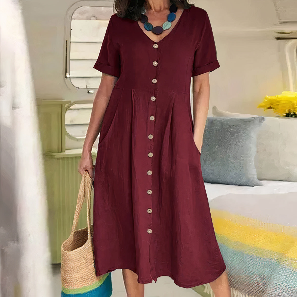 Lässiges Baumwoll-Leinen Sommerkleid – Noor