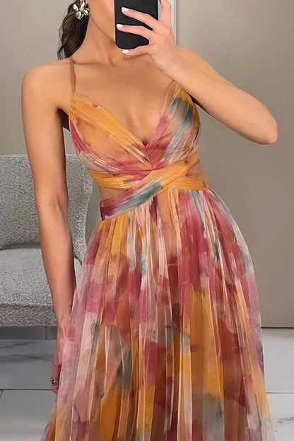 Elegantes Mesh-Maxikleid mit Figurbetontem Schnitt – Camille im Herbstzauber