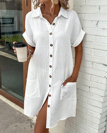 Sommerkleid mit Knopfverschluss und kurzen Ärmeln – Lotte