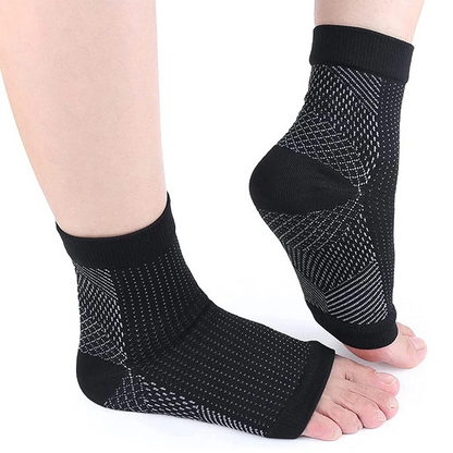 Schwarze Kompressionssocken für Knöchel, atmungsaktiv, elastisch, Sport, Unisex.