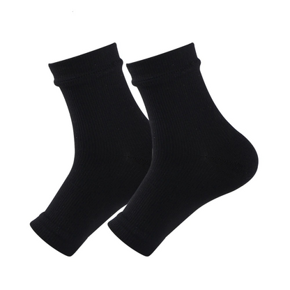 Schwarze Kompressionssocken für Knöchel, elastisch, atmungsaktiv, Unisex, Sportbekleidung.
