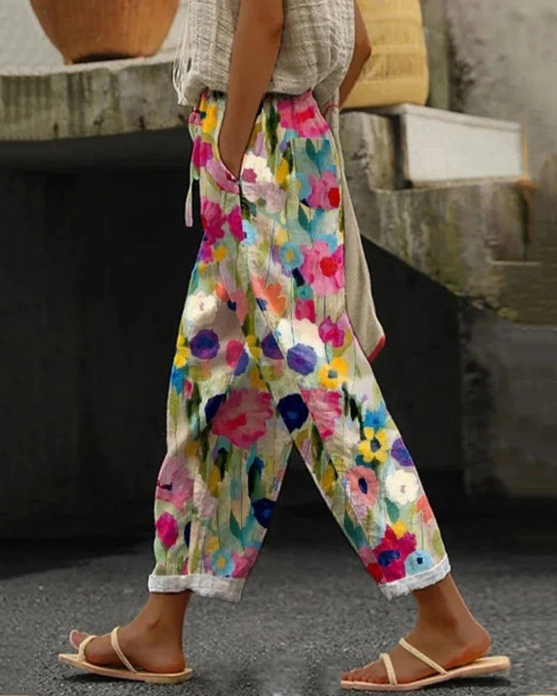 Herbstliche Bunte Damen Jogginghose mit Elastischem Bund – Nova