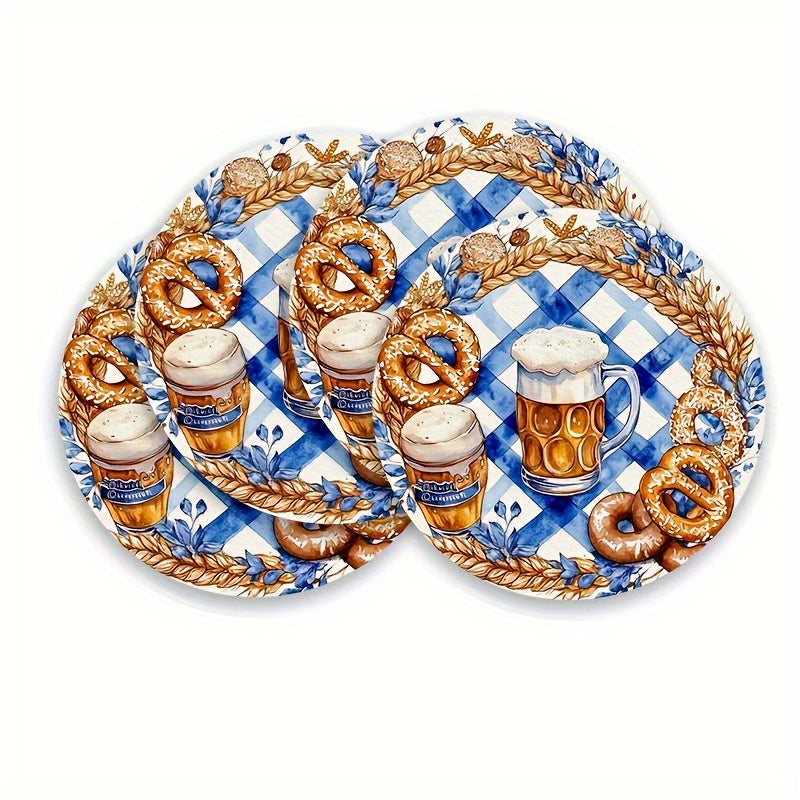 4 Stück runde Holz-Platzsets mit Oktoberfest-Motiven – BreznPlatzSet Oktoberfest 2026