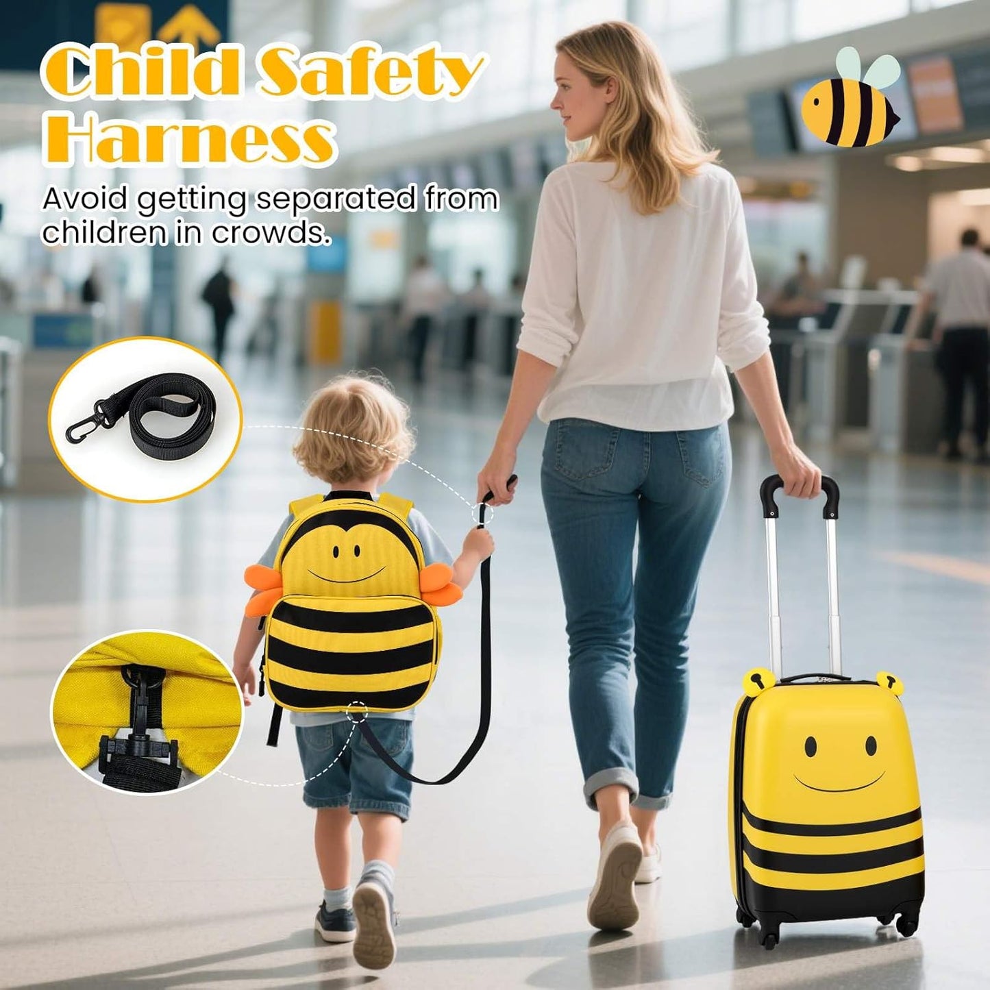 Kinder 2-teiliges Ride-On Koffer- und Reiserucksack-Set mit Spinnerrollen