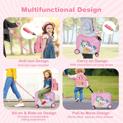 Kinder 2-teiliges Ride-On Koffer- und Reiserucksack-Set mit Spinnerrollen