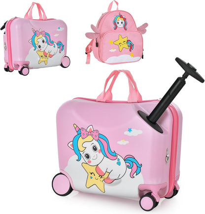 Kinder 2-teiliges Ride-On Koffer- und Reiserucksack-Set mit Spinnerrollen