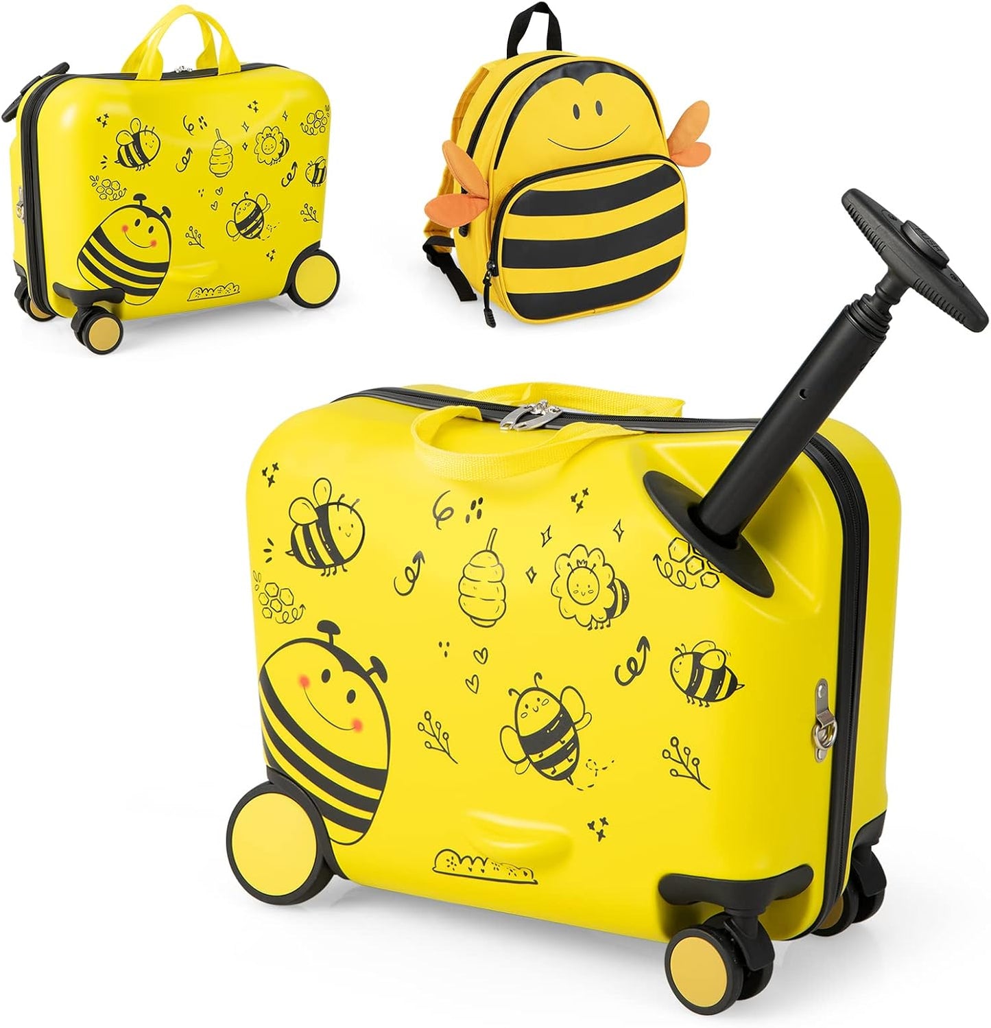 Kinder 2-teiliges Ride-On Koffer- und Reiserucksack-Set mit Spinnerrollen