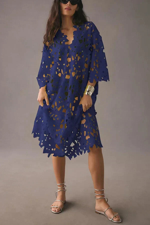 Blumen Midi Kleid mit Ösenband – Maelis