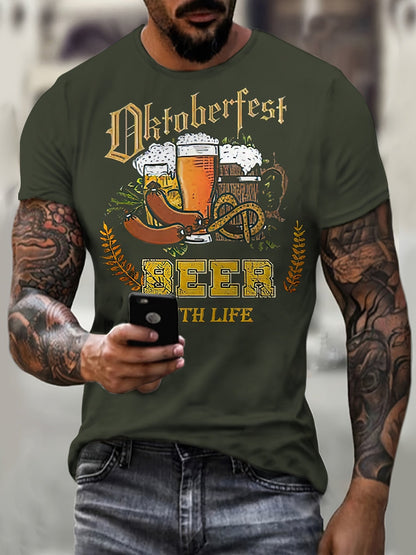 Herren Kurzarm T-Shirt mit Bier-Print – Markus Oktoberfest 2026