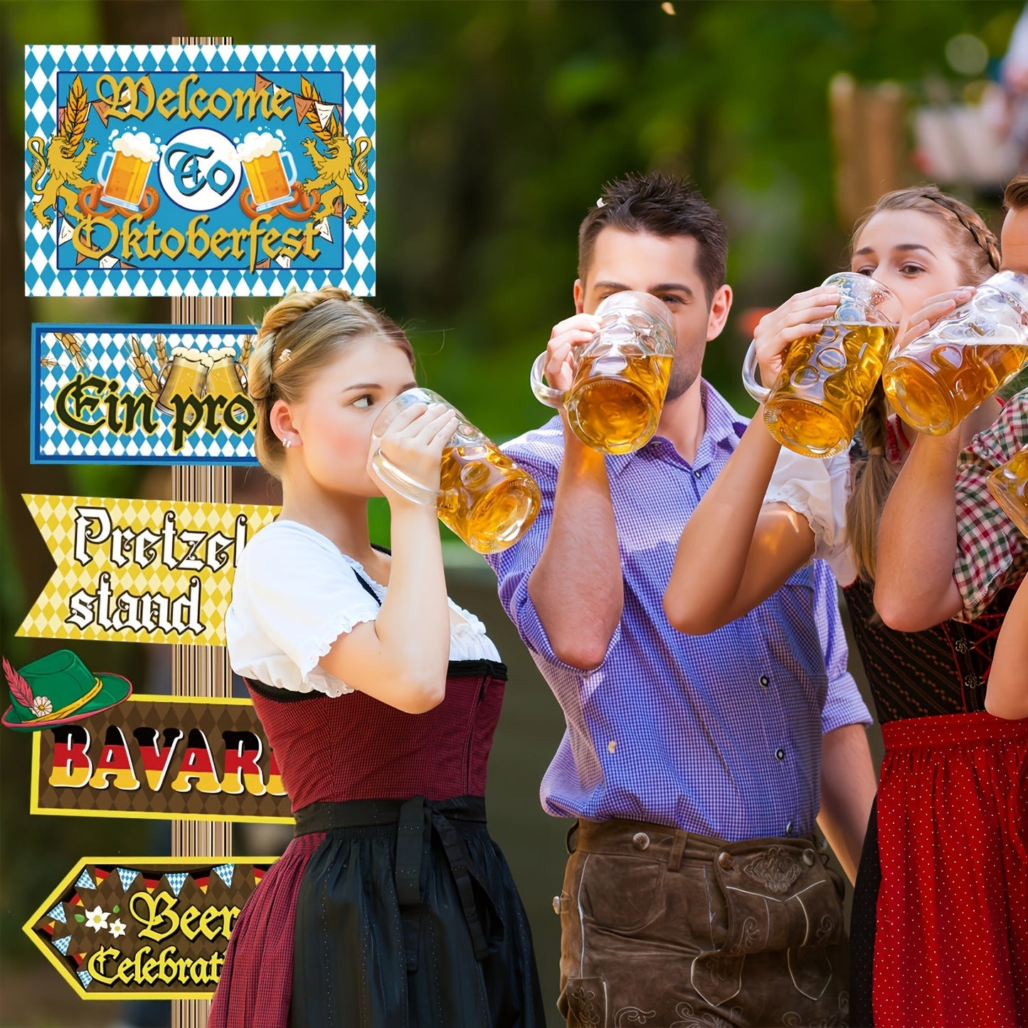 Oktoberfest Party-Dekoschilder 3 Sets (je 10 Stück) – WiesnSchilderSet Oktoberfest 2026