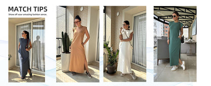 Luftiges Maxikleid mit Taschen Damen – Romy