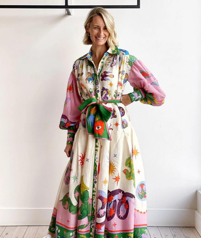 Elegantes Italienisches Maxikleid – Bianca Herbstzauber