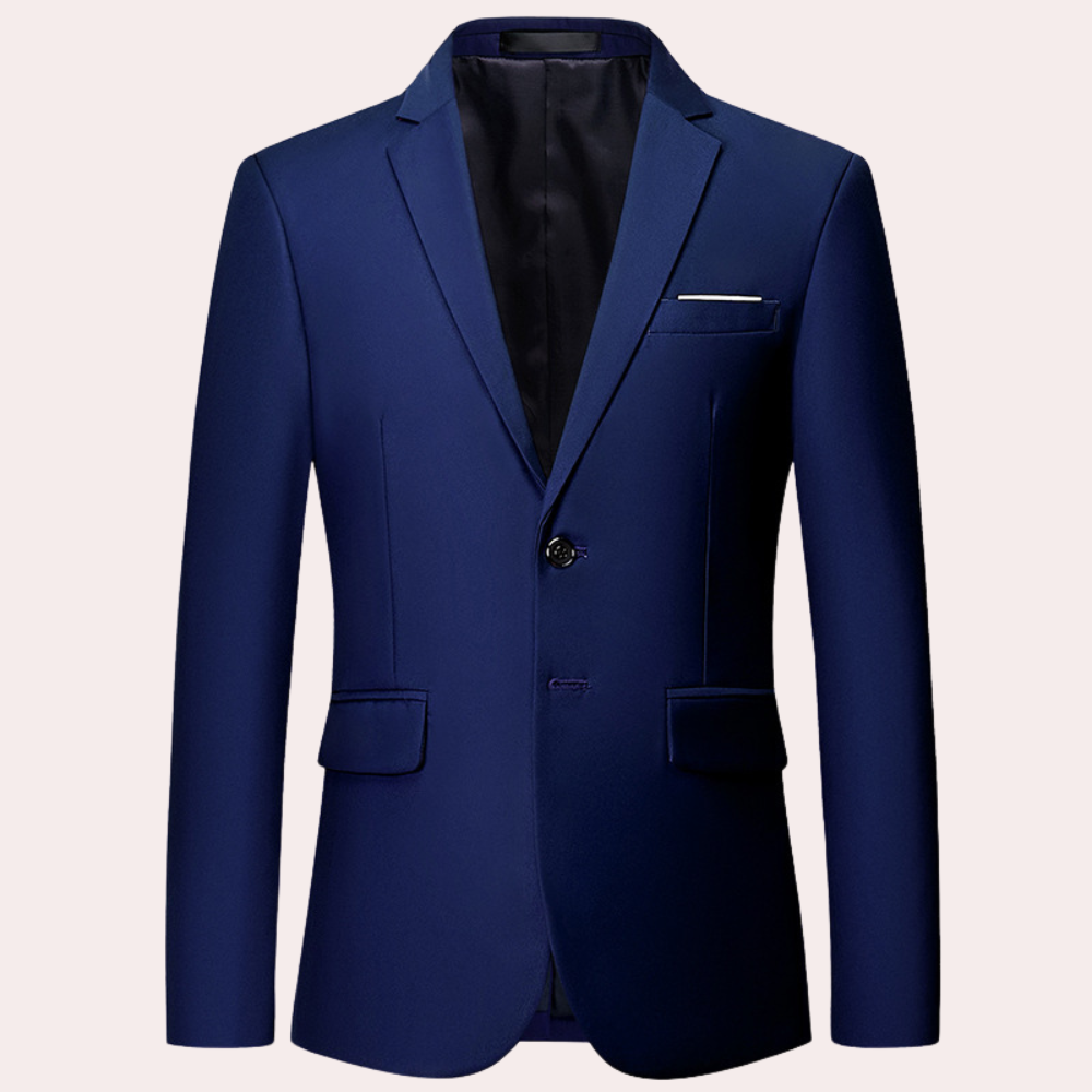Königsblauer Herrenblazer, einreihig, elegantes Design, ideal für formelle Anlässe.