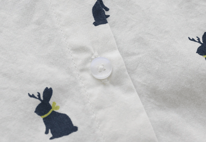 Herbstliches Shirtkleid mit Hasenprint und Reverskragen – Elina