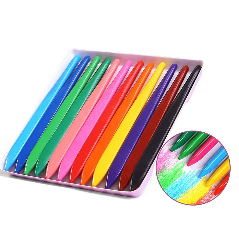 12 bunte Wachsmalstifte Set, leuchtende Farben, Kinder Malstifte, kreative Kunstmaterialien.