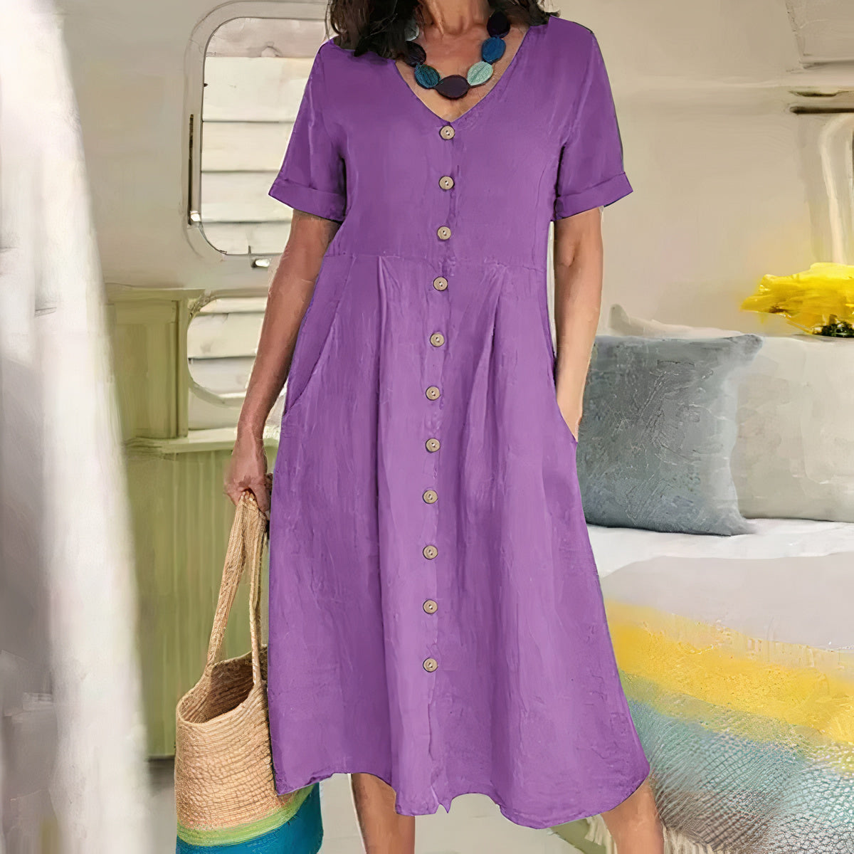 Lässiges Baumwoll-Leinen Sommerkleid – Noor