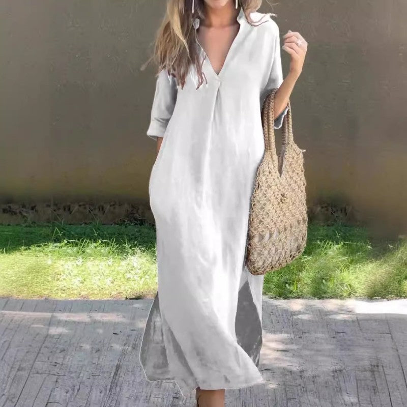 Sommerkleid mit V-Ausschnitt und Schlitzen – Soraya