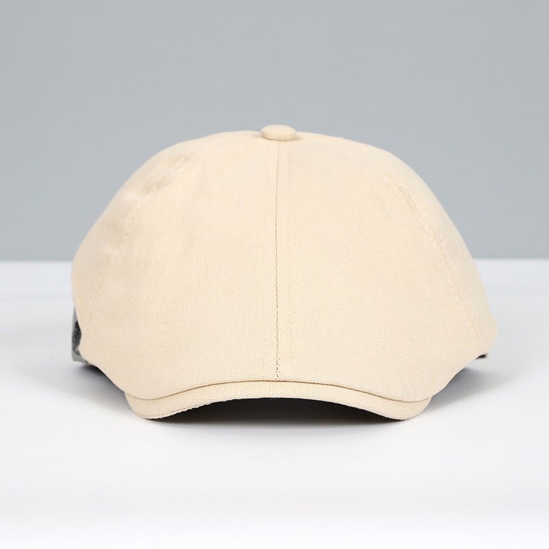 Beige Schiebermütze aus Baumwolle, klassisches Design, stilvolle Herrenmode Accessoire.