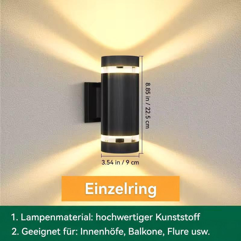Produktgrafik der runden Variante mit einem Ring, mit Höhen- und Durchmesserangabe sowie Hinweis auf Einsatzorte 13
