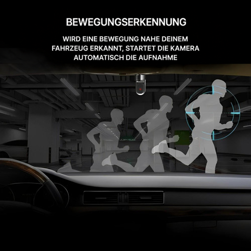 Laufende Person in mehreren Phasen in einer Tiefgarage, aufgenommen aus dem Innenraum eines Autos mit Kamera 6