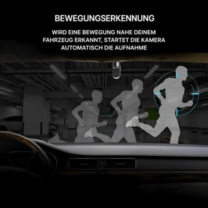 Laufende Person in mehreren Phasen in einer Tiefgarage, aufgenommen aus dem Innenraum eines Autos mit Kamera 6