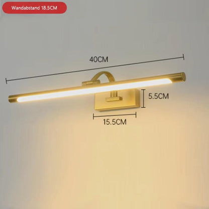 Rundröhren-Leuchte mit Maßangaben zu Länge, Plattengröße und Wandabstand, warmes Licht an grauer Wand 13