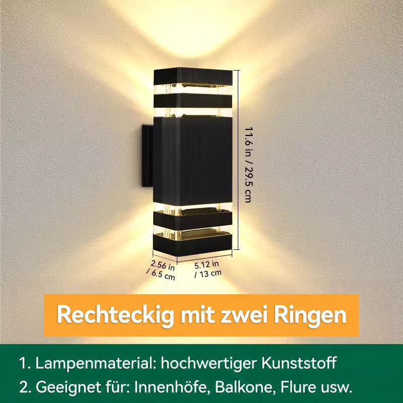 Produktgrafik der eckigen Variante mit zwei Streifenpaaren, mit Maßangaben zu Höhe, Breite und Tiefe 17