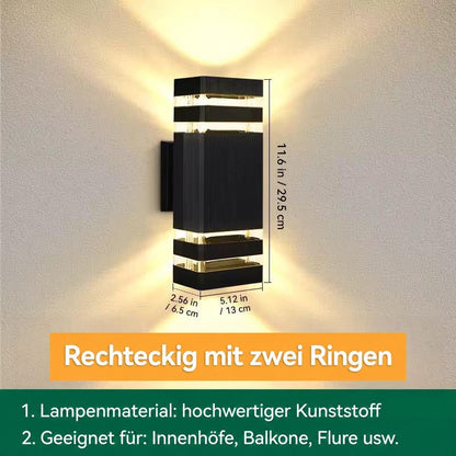 Produktgrafik der eckigen Variante mit zwei Streifenpaaren, mit Maßangaben zu Höhe, Breite und Tiefe 17