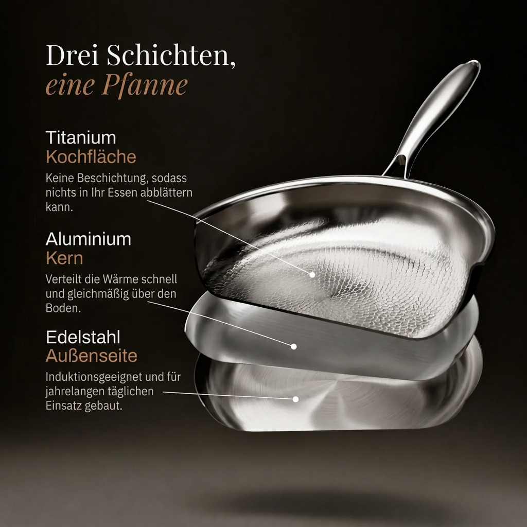 Hammered Titan Bratpfannenset, 3 Teile