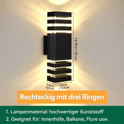 Produktgrafik der eckigen Variante mit drei Streifenpaaren, mit Maßangaben zu Höhe, Breite und Tiefe 18