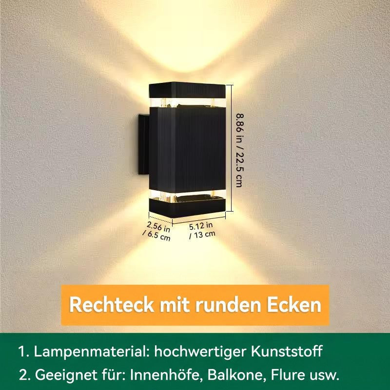 Produktgrafik der eckigen Variante ohne Streifen, mit Höhe, Breite und Tiefe in Maßangaben 16