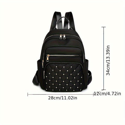 Schwarzer Rucksack von vorn mit Maßangaben zu Höhe, Breite und Tiefe 3