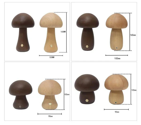 Holz-Pilz-Pfeffermühlen, dunkel und hell, 165mm und 105mm, modernes Küchendesign.
