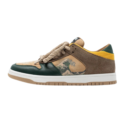 Kunstvolle Unisex Plateau-Sneakers mit Wellenmotiv – Daiki