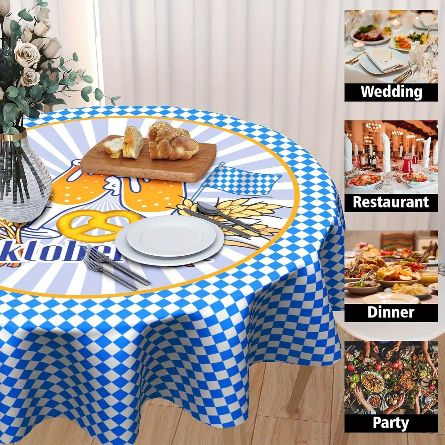 Runde Tischdecke Polyester (152 cm & 178 cm) – WiesnTisch Oktoberfest 2026