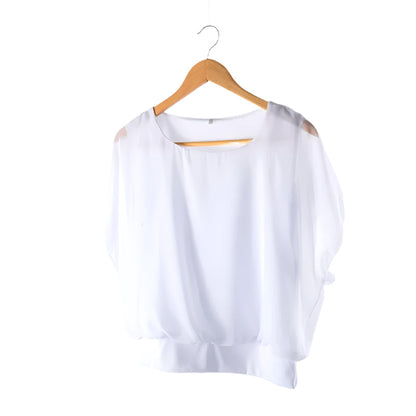 Damen Chiffon Bluse mit Rüschenärmeln – Ariana Herbstzauber