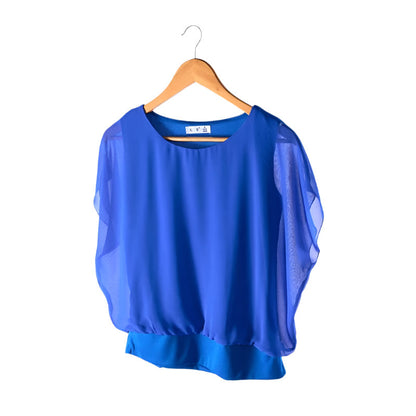 Damen Chiffon Bluse mit Rüschenärmeln – Ariana Herbstzauber