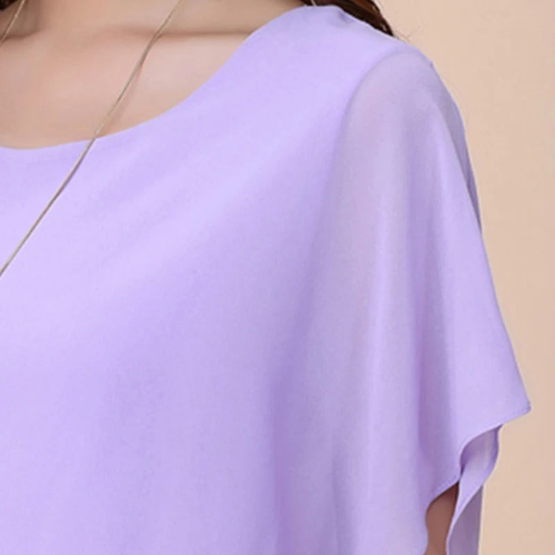 Damen Chiffon Bluse mit Rüschenärmeln – Ariana Herbstzauber