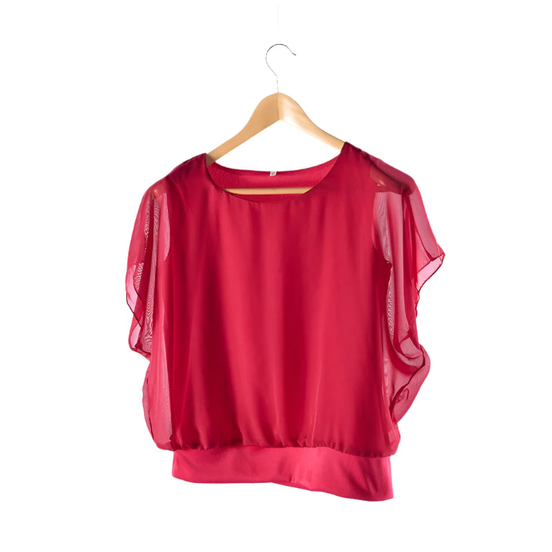 Damen Chiffon Bluse mit Rüschenärmeln – Ariana Herbstzauber