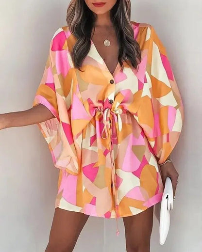 Sommerkleid mit V-Ausschnitt und Rüschenärmeln – Amira