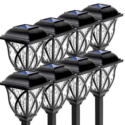 Schwarze Solar-Gartenleuchten, 10er-Set, LED, wetterfest, energiesparend, Außenbeleuchtung.