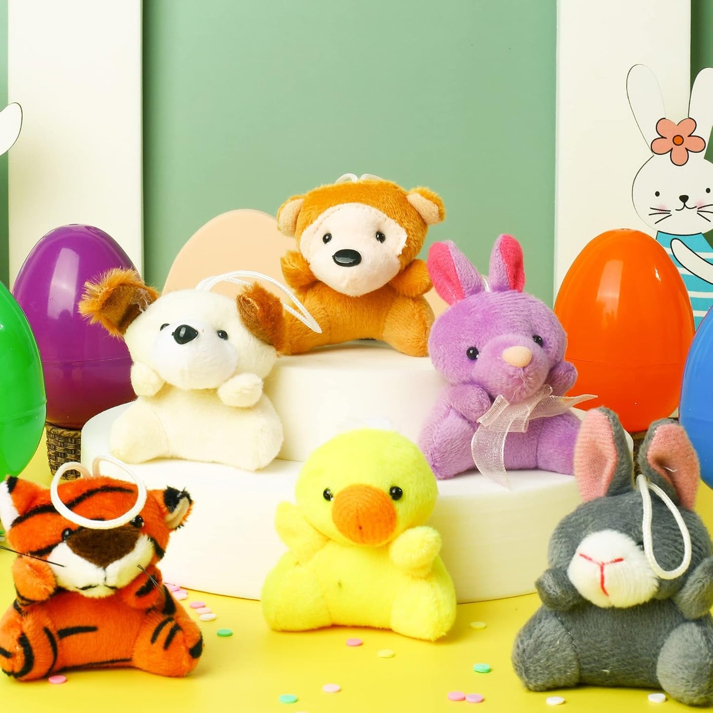 Plüsch-Ostereier mit Mini-Tieren für Kinder – 12er Set Überraschungseier