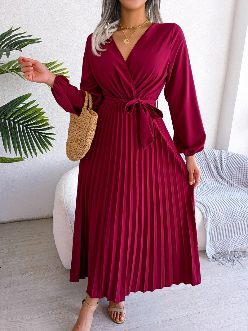 Elegantes Maxikleid mit Wickeloptik – Celina Herbstzauber Edition