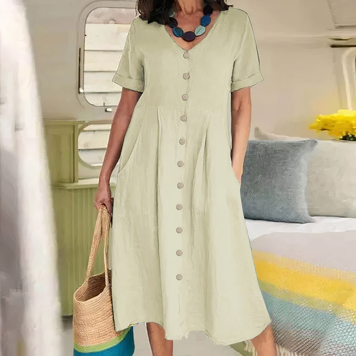 Lässiges Baumwoll-Leinen Sommerkleid – Noor