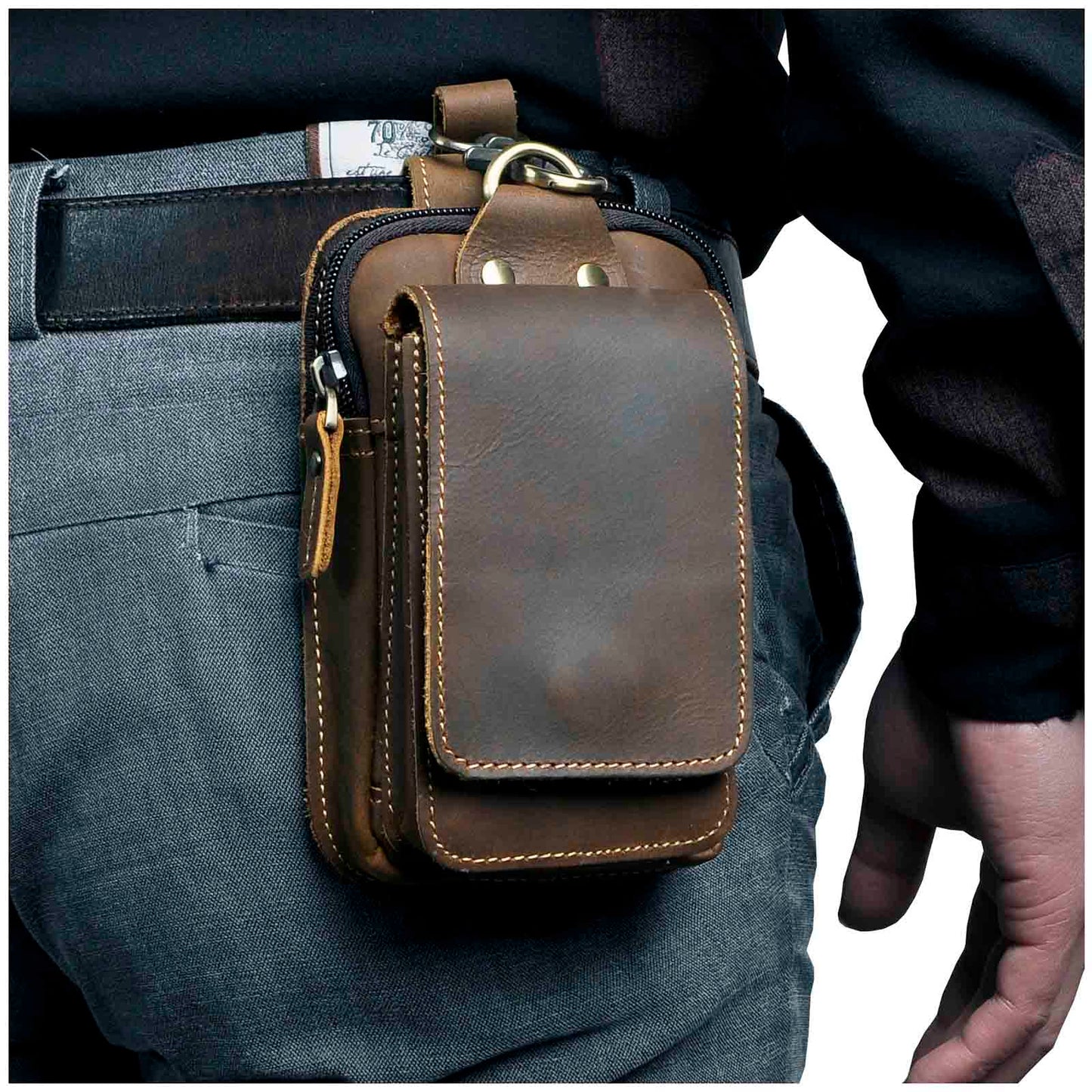 Echtleder Herren-Gürteltasche