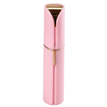 Rosa elektrischer Gesichtshaarentferner, tragbar, batteriebetrieben, elegantes Design.