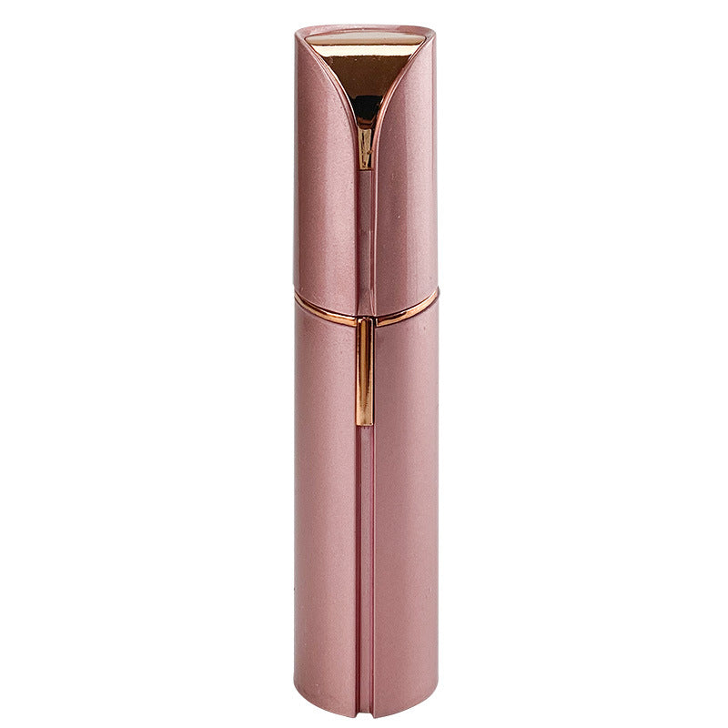 Rosa elektrischer Gesichtshaarentferner, tragbar, batteriebetrieben, elegantes Design.