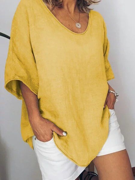 Oversized Leinen Damen T-Shirt – Elin