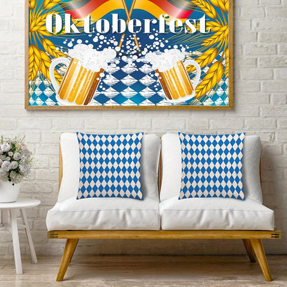 4 Stück Oktoberfest Kissenhüllen mit Rautenmuster – RautenKissenSet Oktoberfest 2026