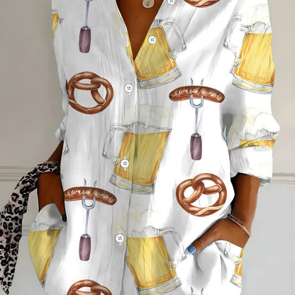 Damen Plus Size Bluse mit All-Over-Print – Greta Oktoberfest 2026